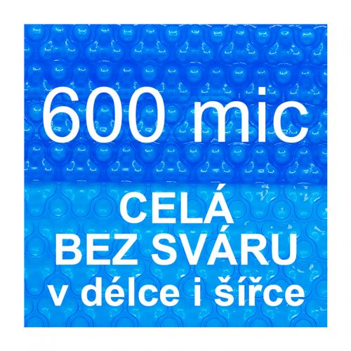 Solární plachta - fólie na bazén 600mic modrá - vzor 3 bubliny - celá bez sváru