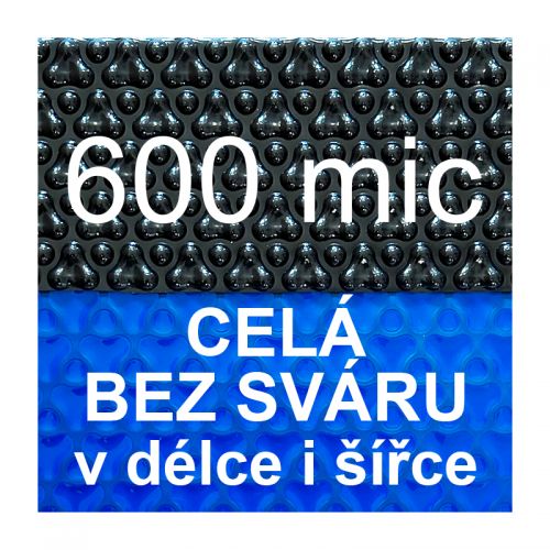 Solární plachta - fólie na bazén 600 mic modro-černá - vzor 3 bubliny - celá bez sváru